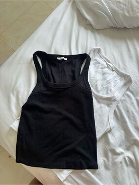 Zara Ribbed Tank Top - Black and White size L